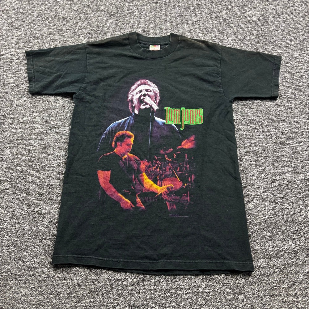 Vintage 1998 Tom Jones Tour Concert Graphic Black T-Shirt Size Medium